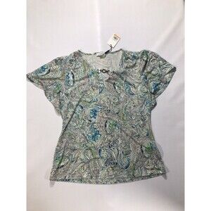 Calvin Klein Womens Blouse Size Small Multicolor floral Print  Sleeveless Shirt